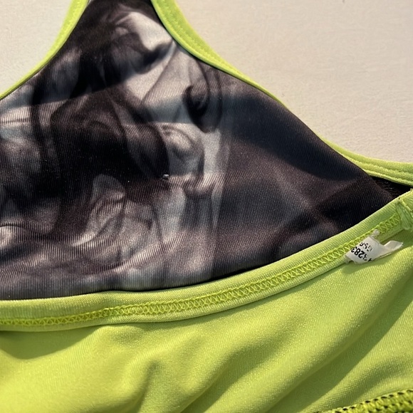 Avia Racerback Active Crop Pullover Sports Bra Lime Green Black Size XL - Picture 7 of 7